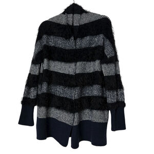 Seventy Designer Fuzzy Sweater Knit Black Wool Blend Size 44 M